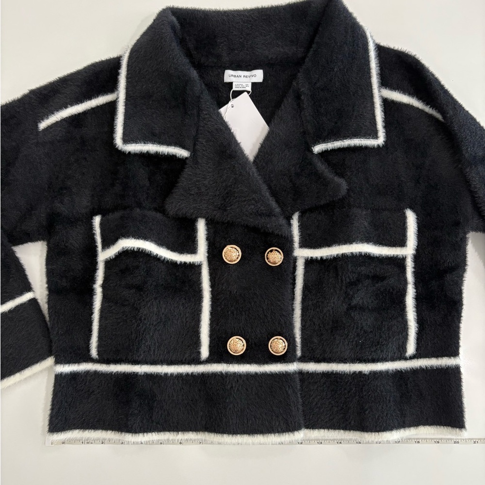 🖤 Urban Revivo Sherpa Jacket | Black & White | Size S 🖤 NWT - Picture 7 of 10